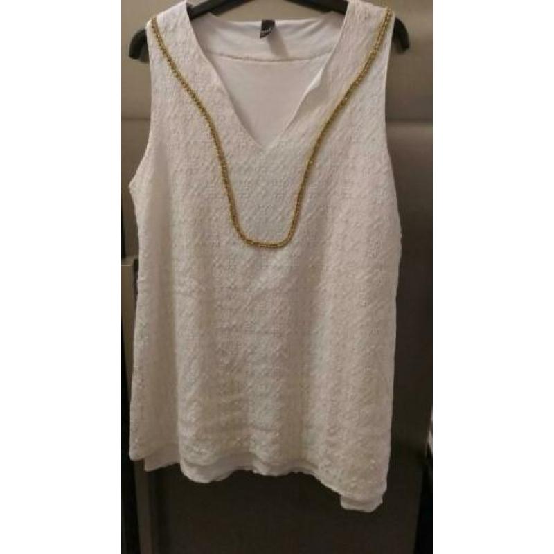 ZO GOED ALS NIEUW lange witte top Yoek 48/50 KASTOPRUIMING
