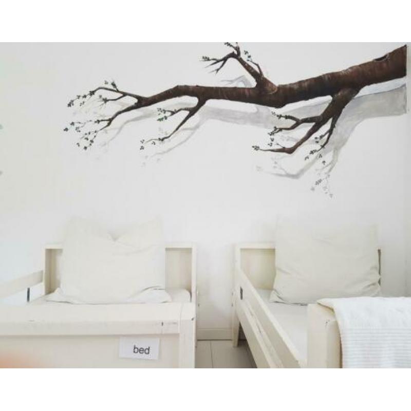 2x meegroeibedden peuterbed wit hout