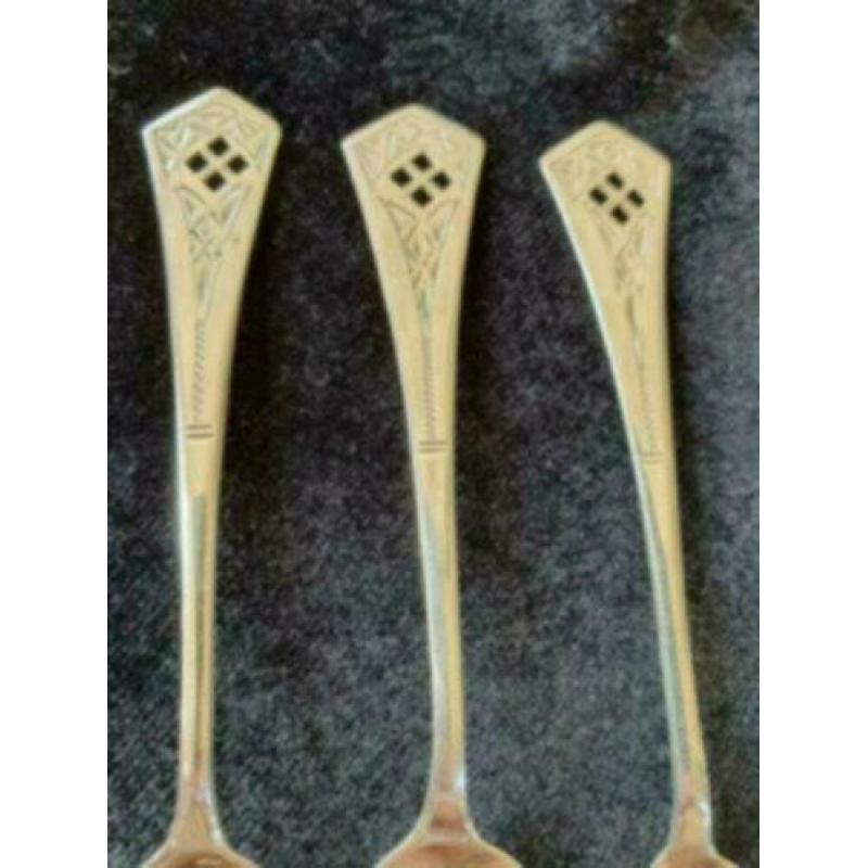 zilveren lepeltjes 6 stuks art deco stijl