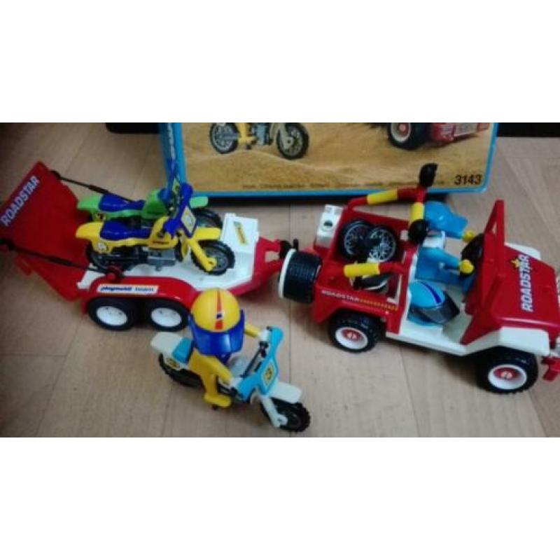 Set 3143 Jeep met aanhanger en motoren OVP / doos 1988