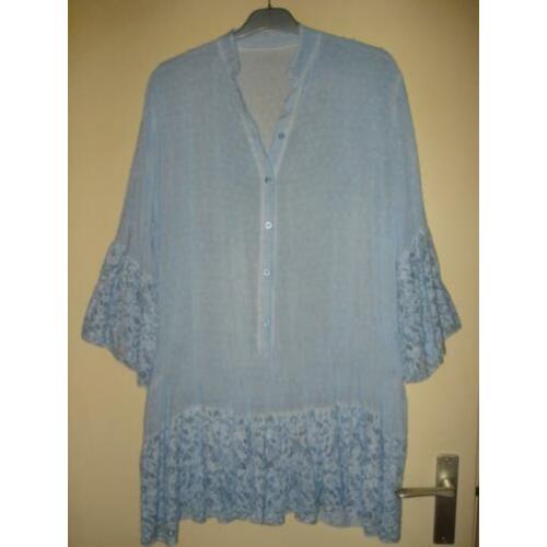 Prachtig babyblauw brocant tuniek maat xxl
