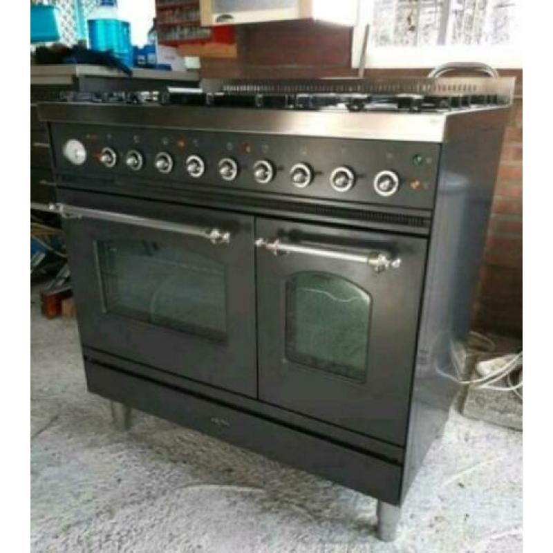 Nette staat Antraciet Boretti Fornuis met 90 cm breed