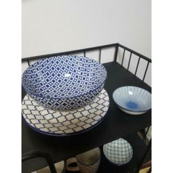14-delig blauw servies