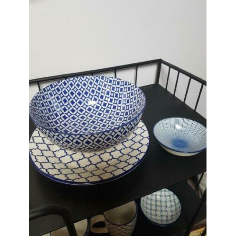 14-delig blauw servies