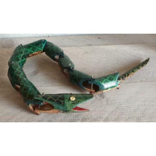 2 vintage houten slangen