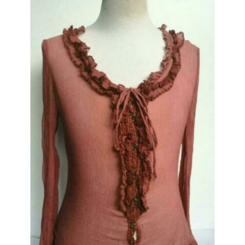 Dolce & Gabanna D&G Romantische blouse M 38 Terra 100% Zijde