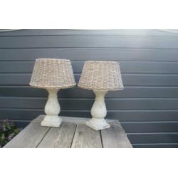 Lampen 2 stuks/ landelijke tafellampen rotan kap