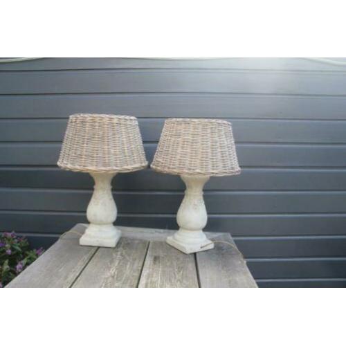 Lampen 2 stuks/ landelijke tafellampen rotan kap