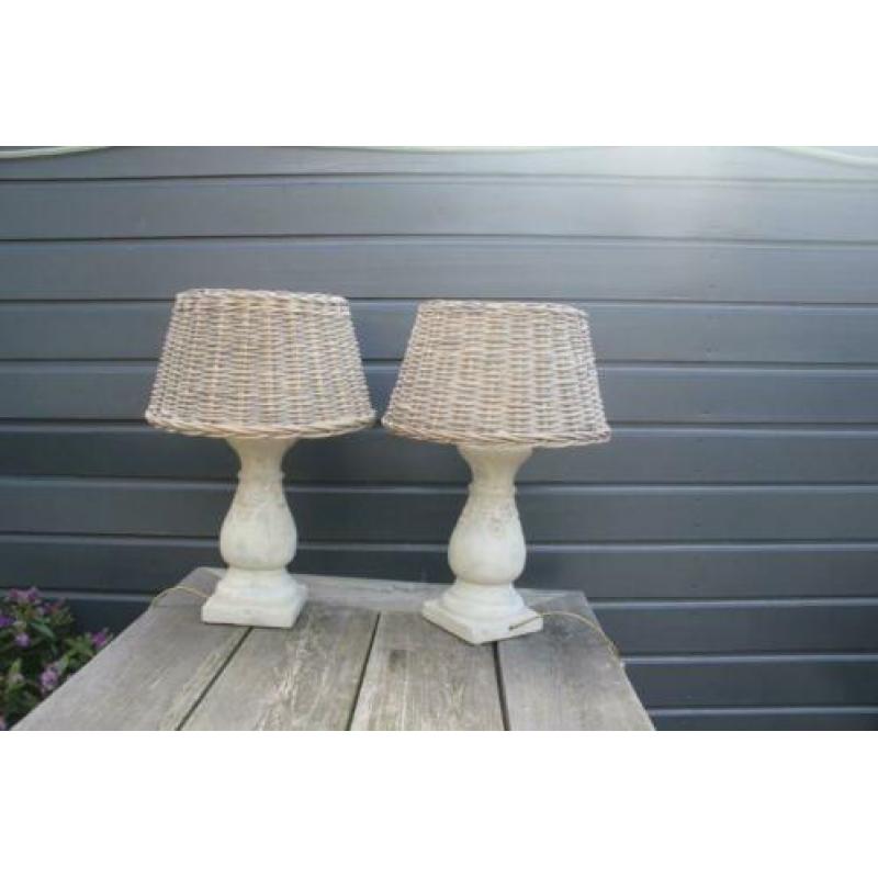 Lampen 2 stuks/ landelijke tafellampen rotan kap