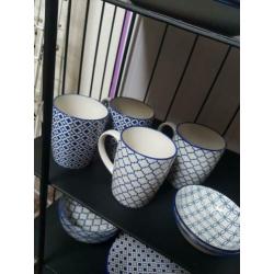 14-delig blauw servies