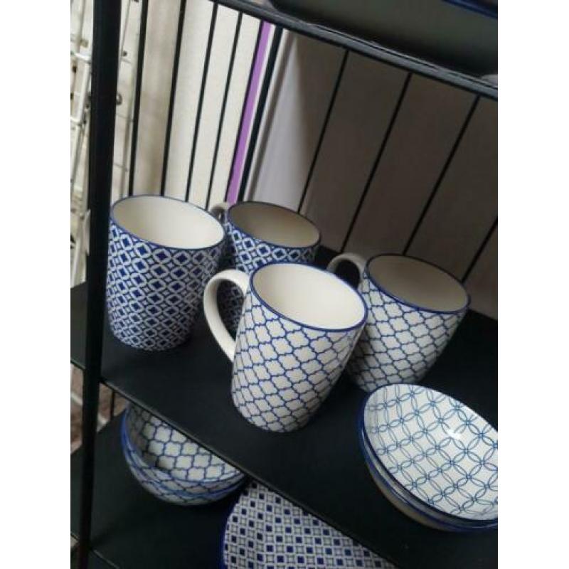 14-delig blauw servies