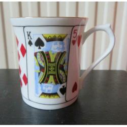 Beker / mok met speelkaarten Queens Cut for Coffee porcelein