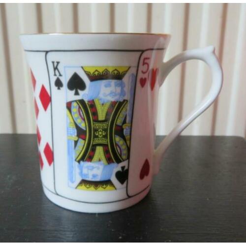 Beker / mok met speelkaarten Queens Cut for Coffee porcelein