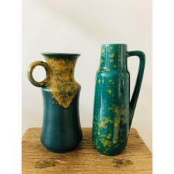 W-Germany Scheurich vintage vaas groen met oor