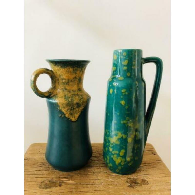 W-Germany Scheurich vintage vaas groen met oor