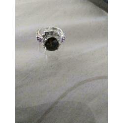 Prachtige 925zilveren ring met amethist maat 20