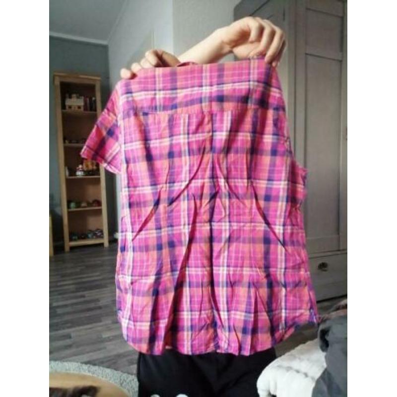 Roze plaid/ruitjes blouse met korte mouwen van de h&m
