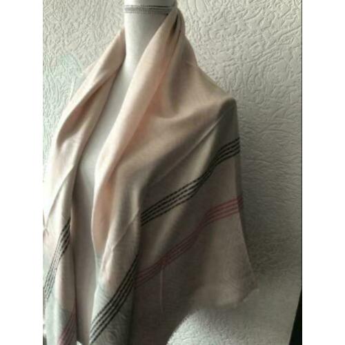 Omslagdoek - peachkleur / grijs - 140x140 cm