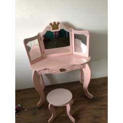 Kidkraft kaptafel roze met krukje van hout