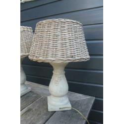 Lampen 2 stuks/ landelijke tafellampen rotan kap