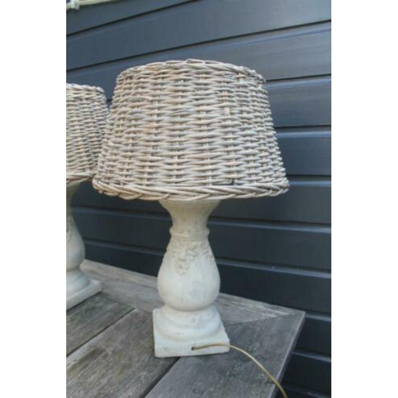 Lampen 2 stuks/ landelijke tafellampen rotan kap