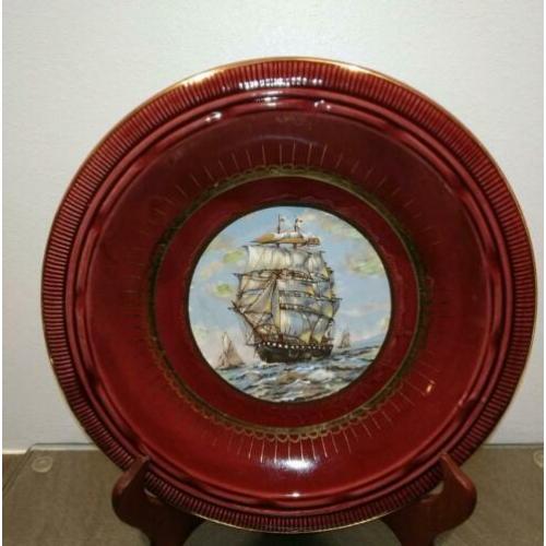 H.Bequet Quaregnon keramisch wandbord met VOC schip