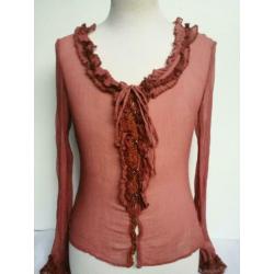 Dolce & Gabanna D&G Romantische blouse M 38 Terra 100% Zijde