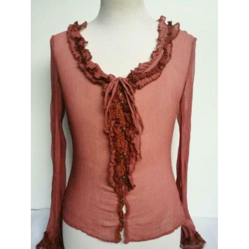 Dolce & Gabanna D&G Romantische blouse M 38 Terra 100% Zijde