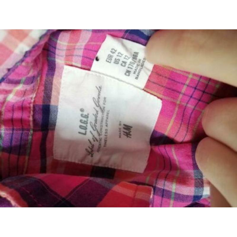 Roze plaid/ruitjes blouse met korte mouwen van de h&m