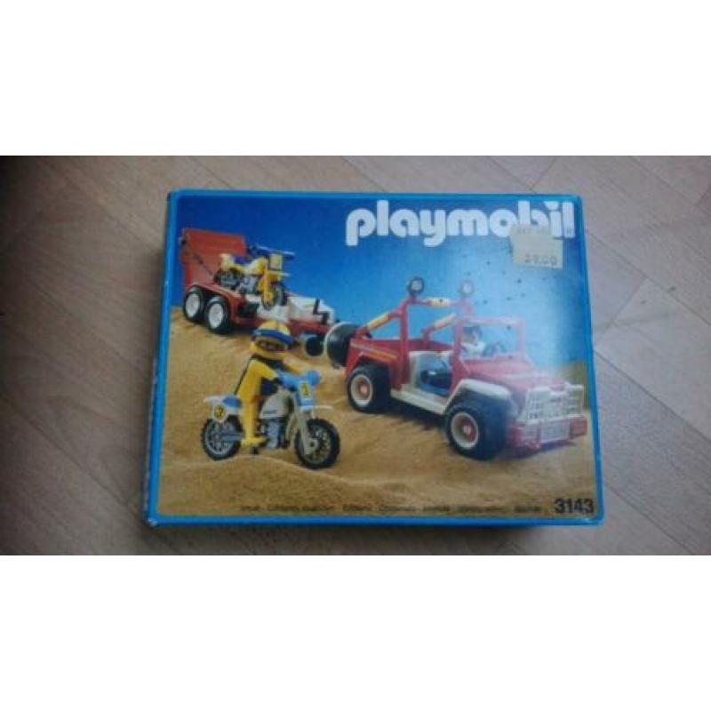 Set 3143 Jeep met aanhanger en motoren OVP / doos 1988