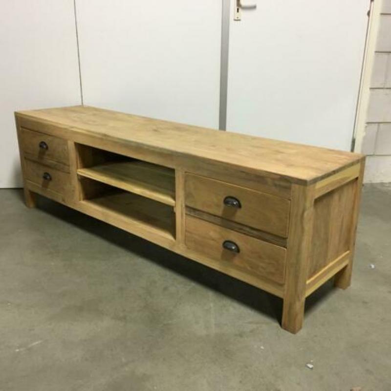 TV meubel - massief teak - 160 cm breed - 4 lades -TTM Wonen