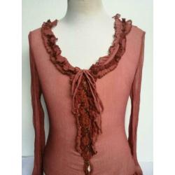 Dolce & Gabanna D&G Romantische blouse M 38 Terra 100% Zijde