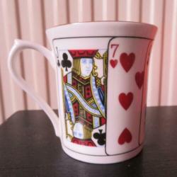 Beker / mok met speelkaarten Queens Cut for Coffee porcelein