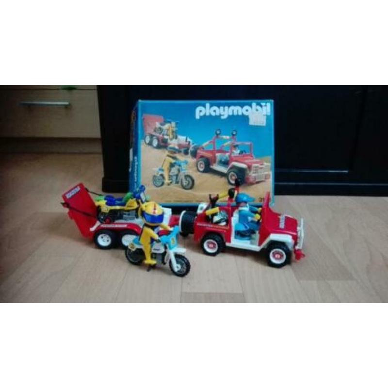 Set 3143 Jeep met aanhanger en motoren OVP / doos 1988