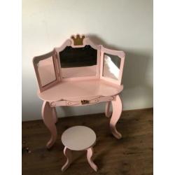 Kidkraft kaptafel roze met krukje van hout