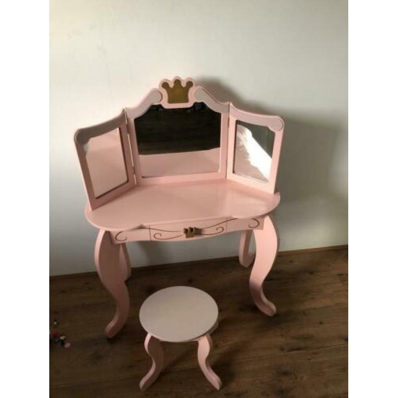 Kidkraft kaptafel roze met krukje van hout