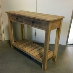 Sidetable - 2 lades - 100 x 40 cm - massief Teak - TTM Wonen