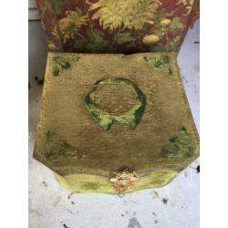 Kragen doosje groen vintage stoffen brocante doos