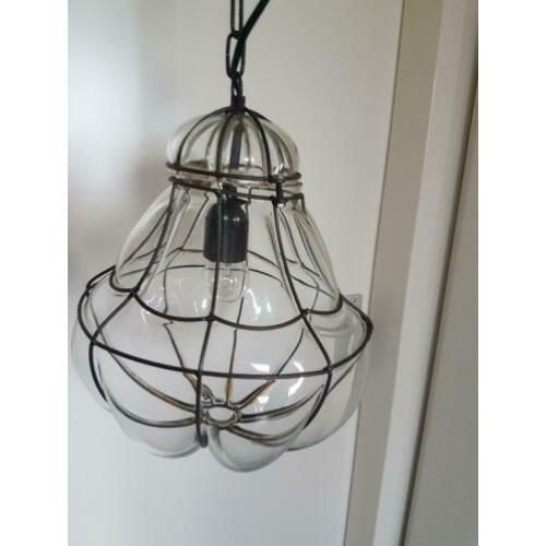 Mooie oude glazen hanglamp