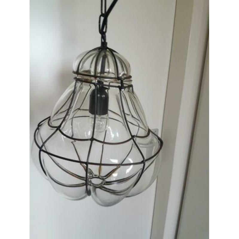 Mooie oude glazen hanglamp