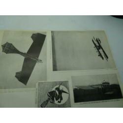 Heel oude vliegtuigfoto's uitgeknipt en in scrapbook opgepla