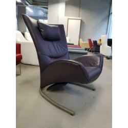 Rolf Benz Fauteuil Met Voetenbank Paars Leer Stoel Fauteuils