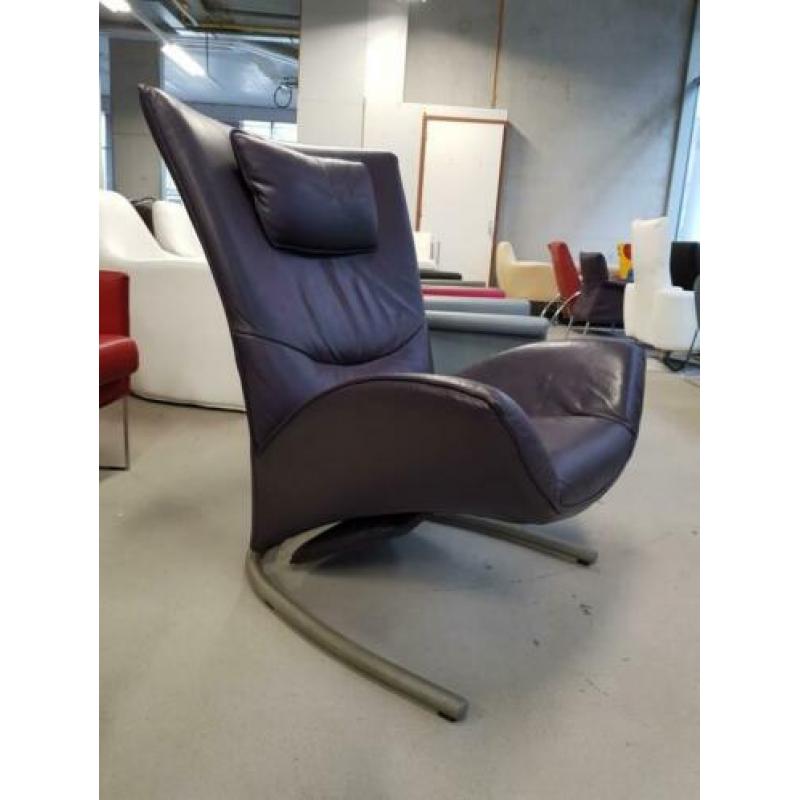Rolf Benz Fauteuil Met Voetenbank Paars Leer Stoel Fauteuils