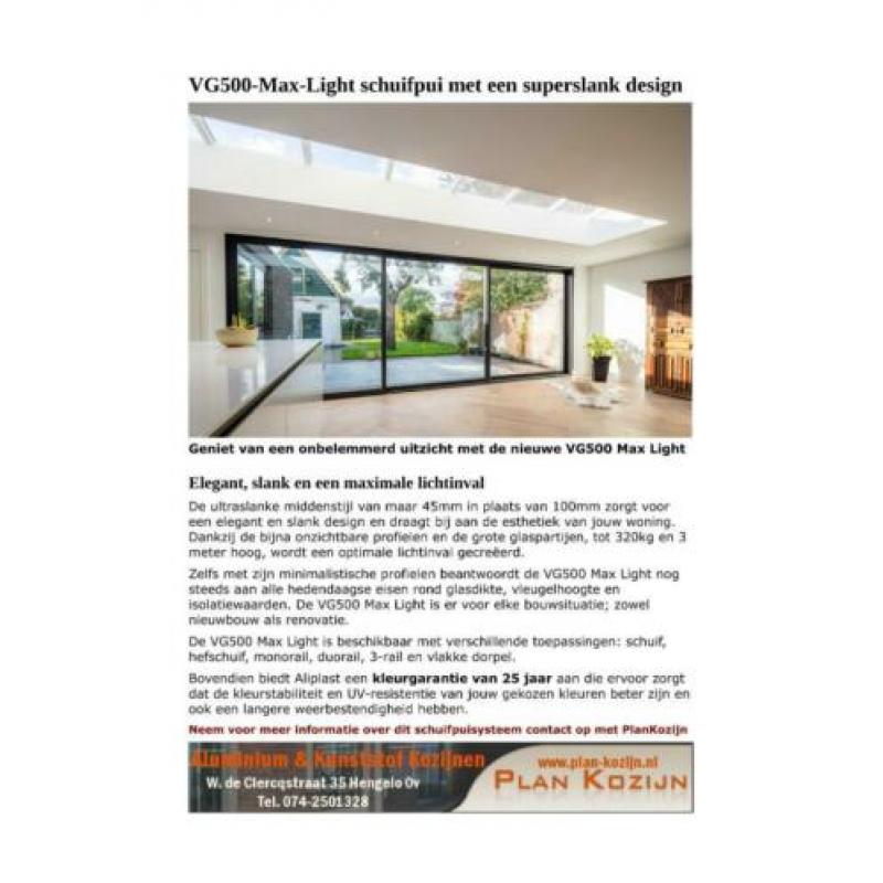 VG500-Max-Light schuifpui met een superslank design