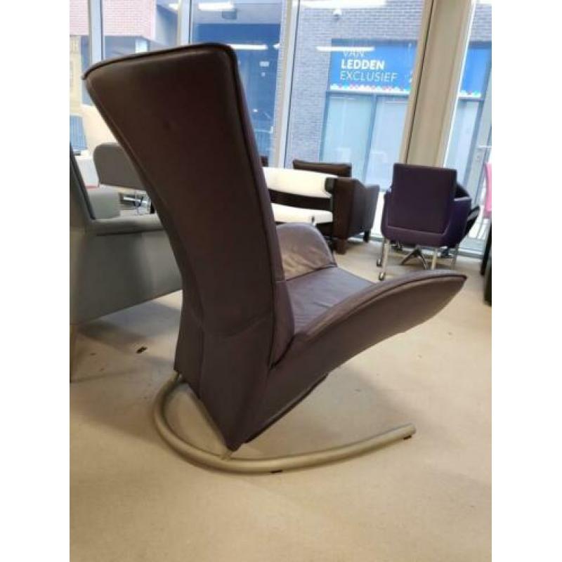 Rolf Benz Fauteuil Met Voetenbank Paars Leer Stoel Fauteuils
