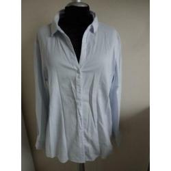 Maat 48/MONOPRIX FEMME lichtblauwe gestreepte blouse