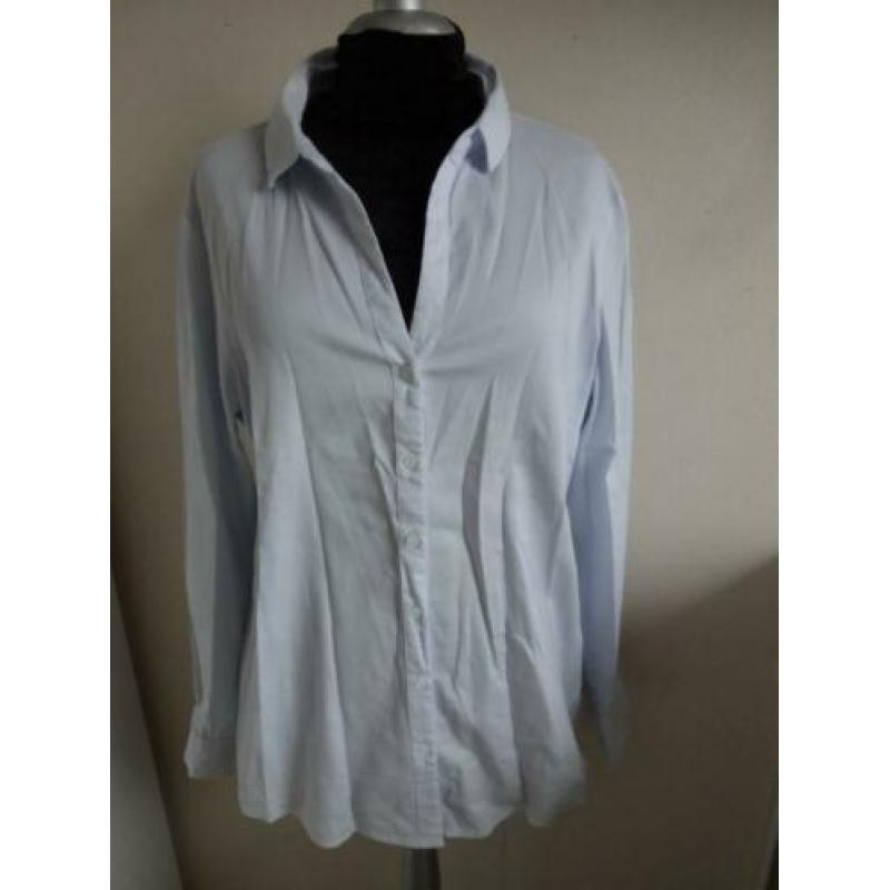 Maat 48/MONOPRIX FEMME lichtblauwe gestreepte blouse
