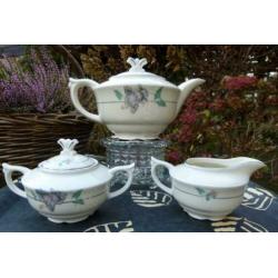 Theeservies Art Deco met super greepjes en oren klokjesbloem