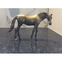2 Paarden beelden messing 12 en 15 cm hoog
