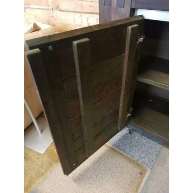 Dressoir massief teakhout rvs strip